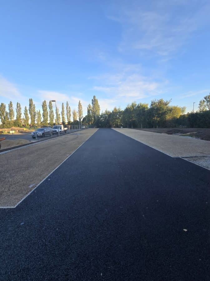 Machine-laid commercial tarmac surfacing by KJ Groundworks