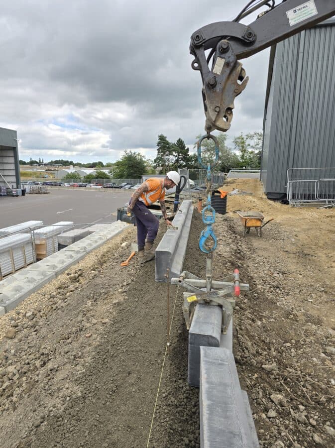 KJ Groundworks plant and labour supporting a commercial construction site
